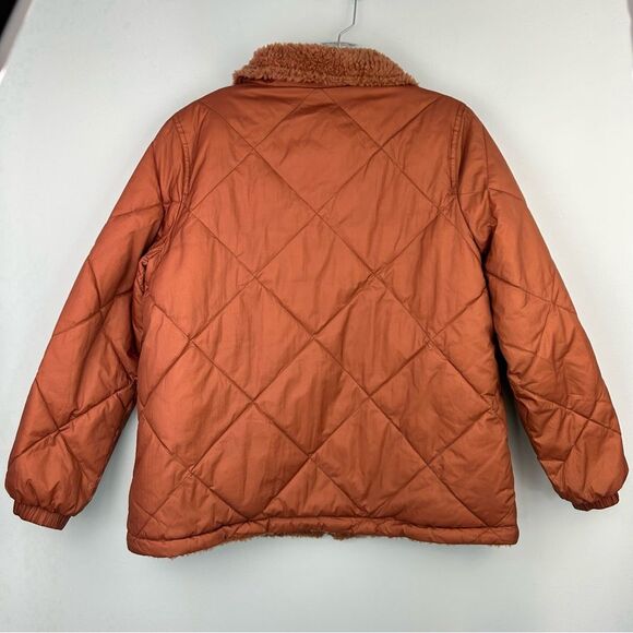 Madewell Reversible‎ Full Zip Sherpa Puffer Jacket Warm Umber Women’s Sz S - Picture 13 of 15